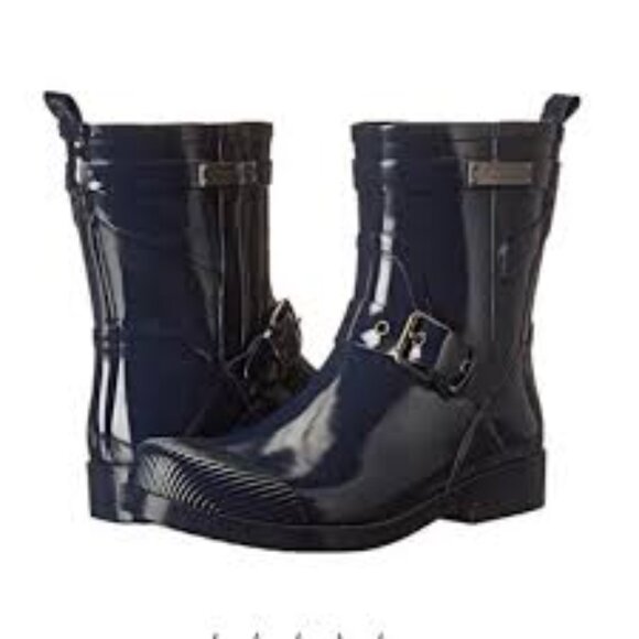 Coach Lester Black Rubber Pull-On Short Rain Boots Size 6 - Picture 1 of 8